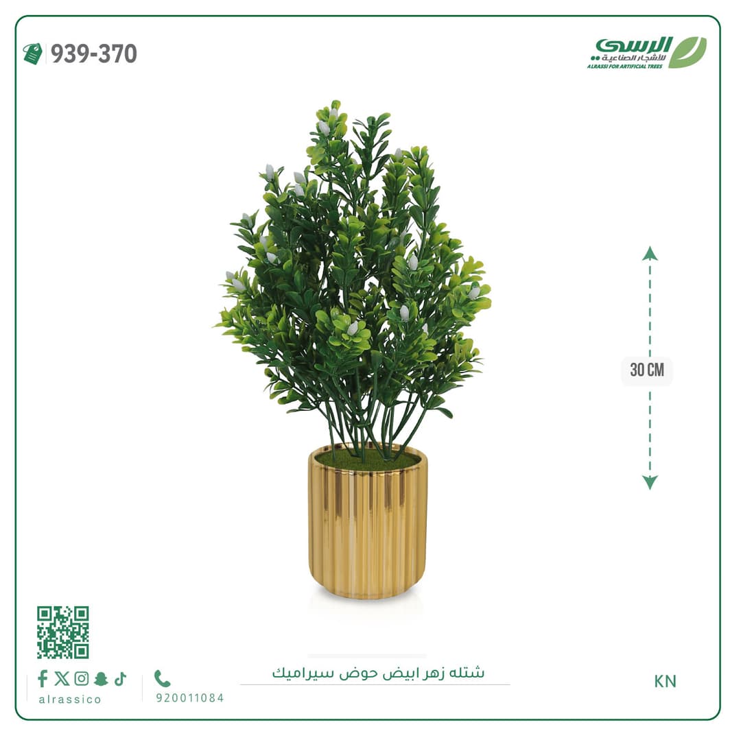 White Flower Plant Ceramic Pot