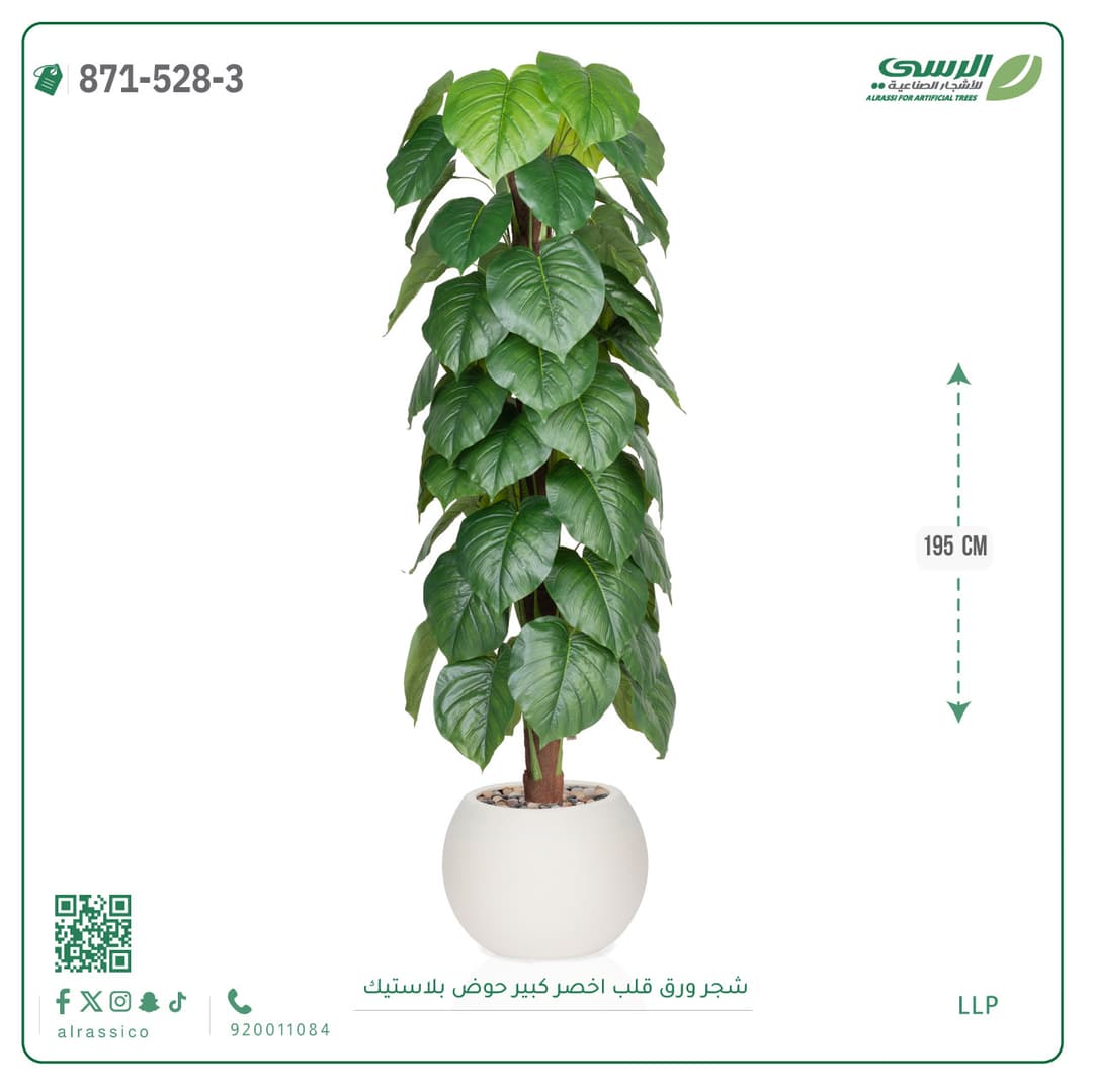 شجر ورق قلب صناعية بارتفاع 205 سم