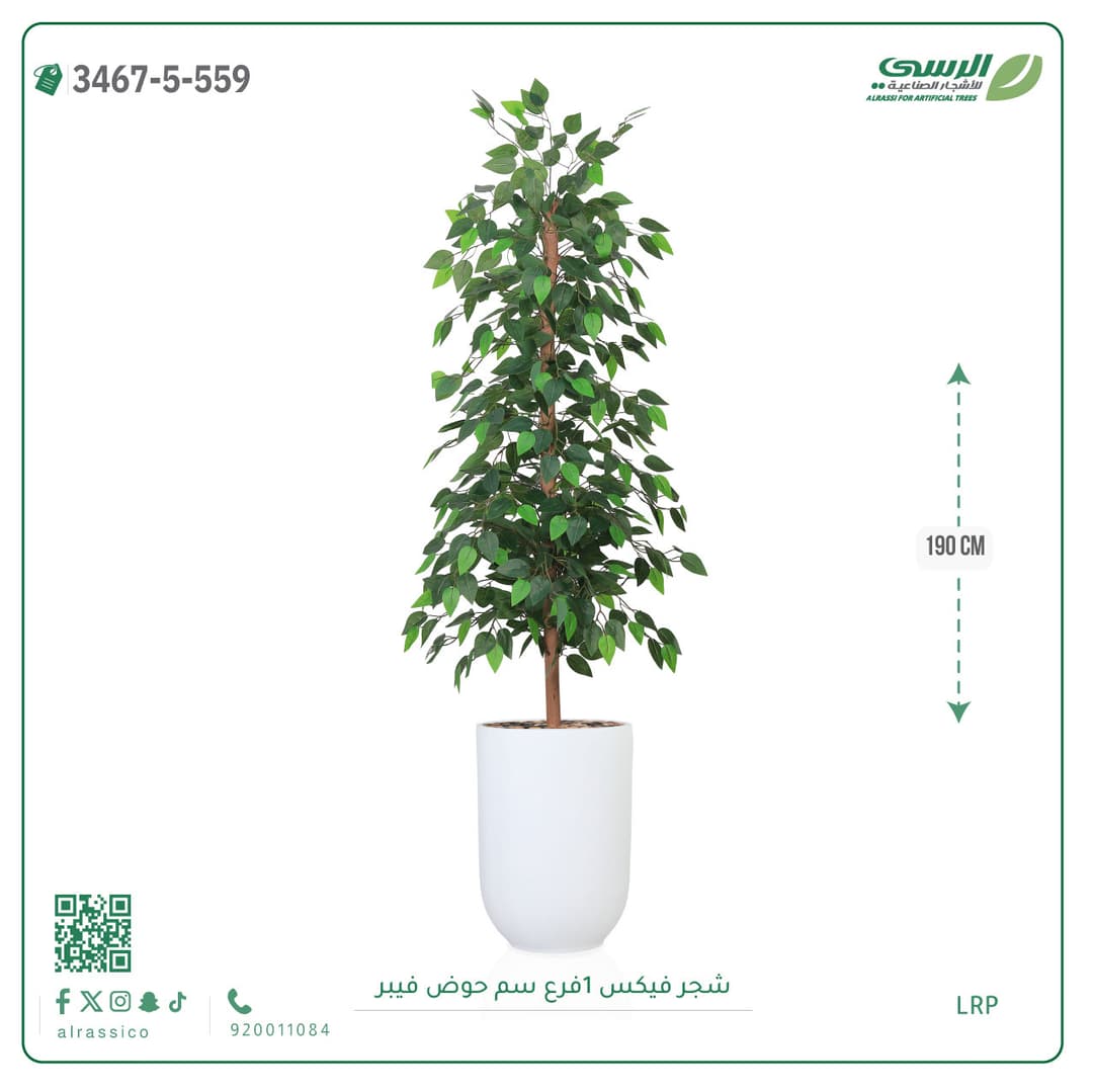 شجرة فيكس صناعية بحوض فيبر لون غامق