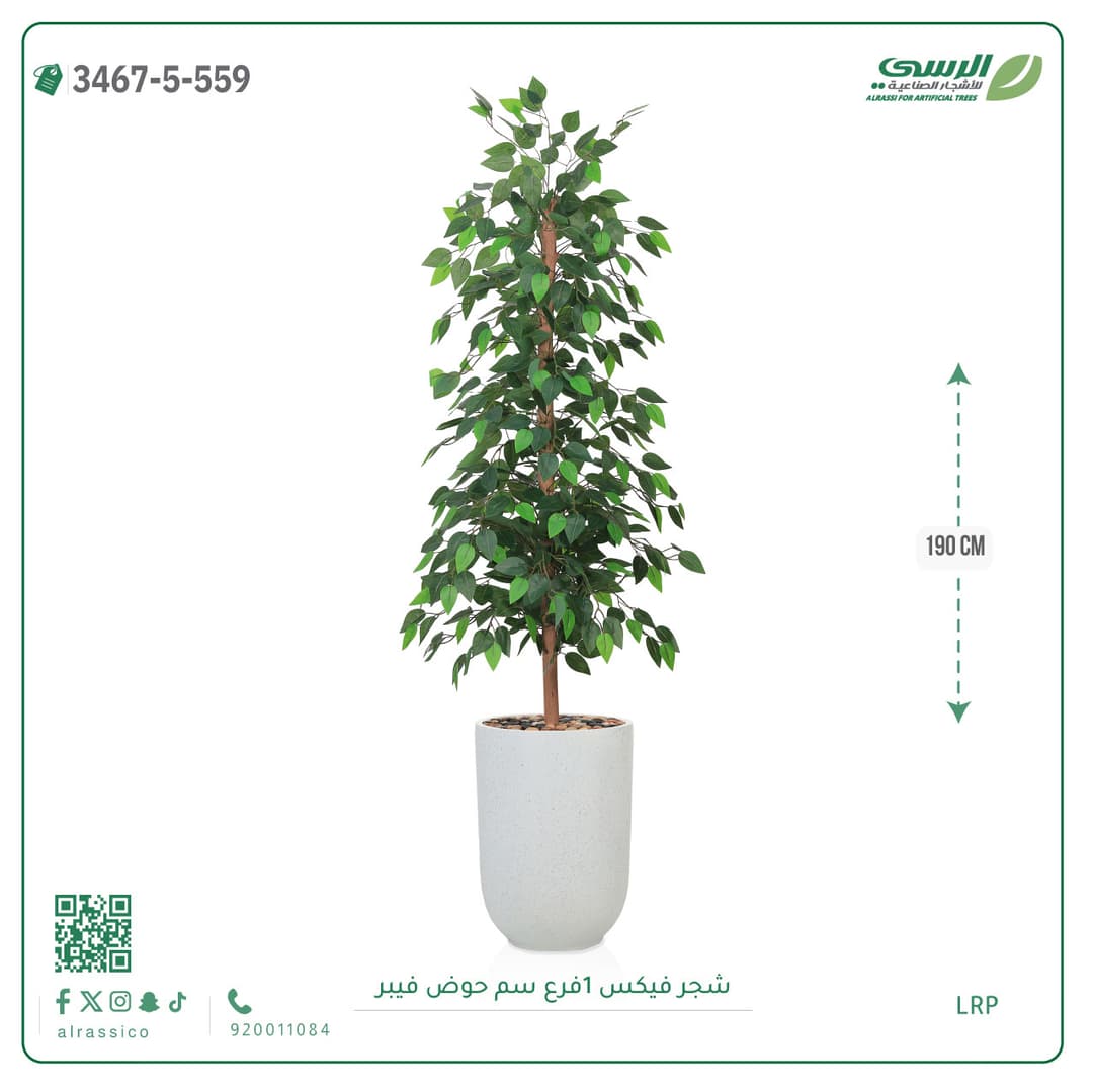 شجرة فيكس صناعية بحوض فيبر لون غامق