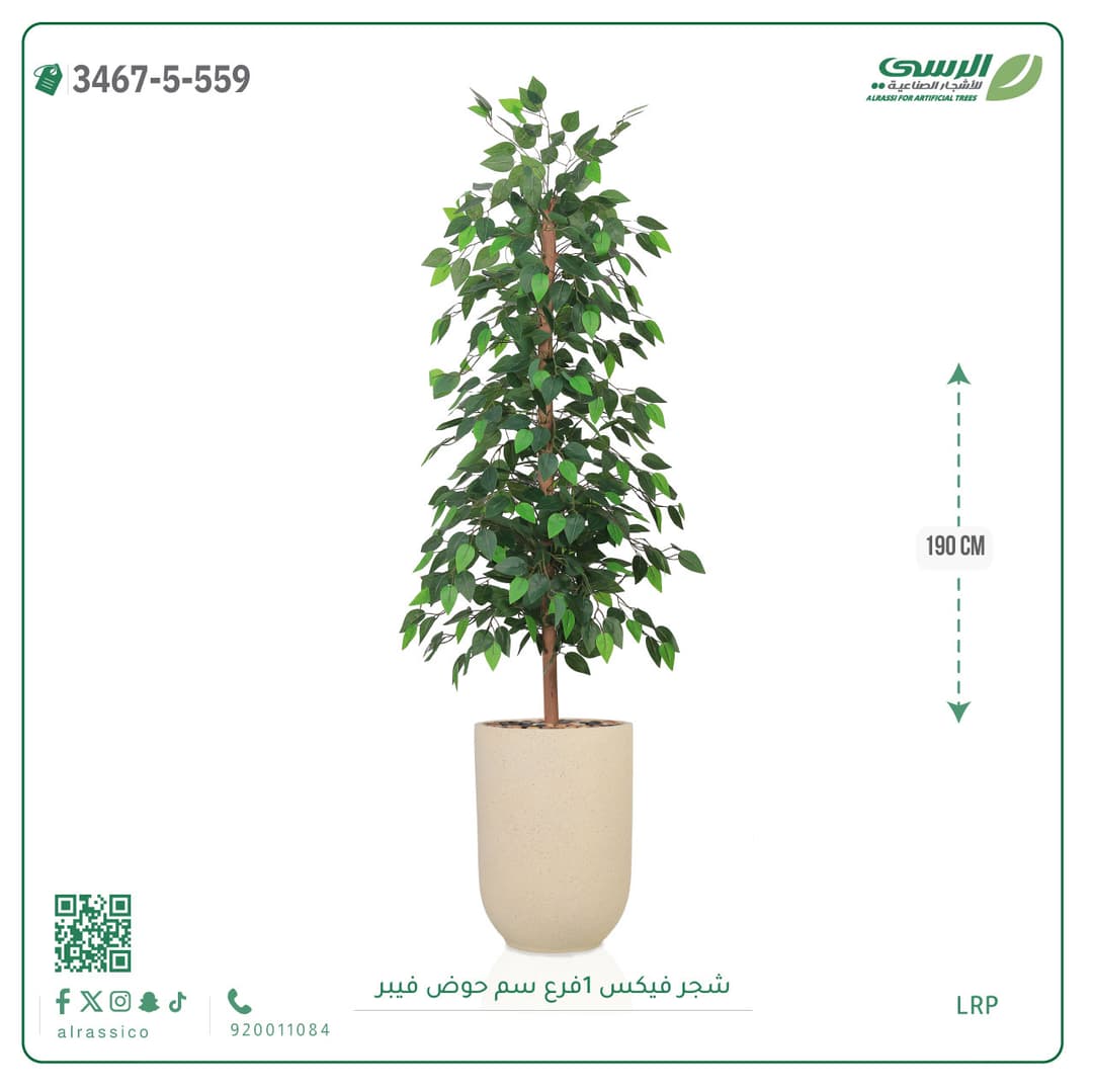 شجرة فيكس صناعية بحوض فيبر لون غامق