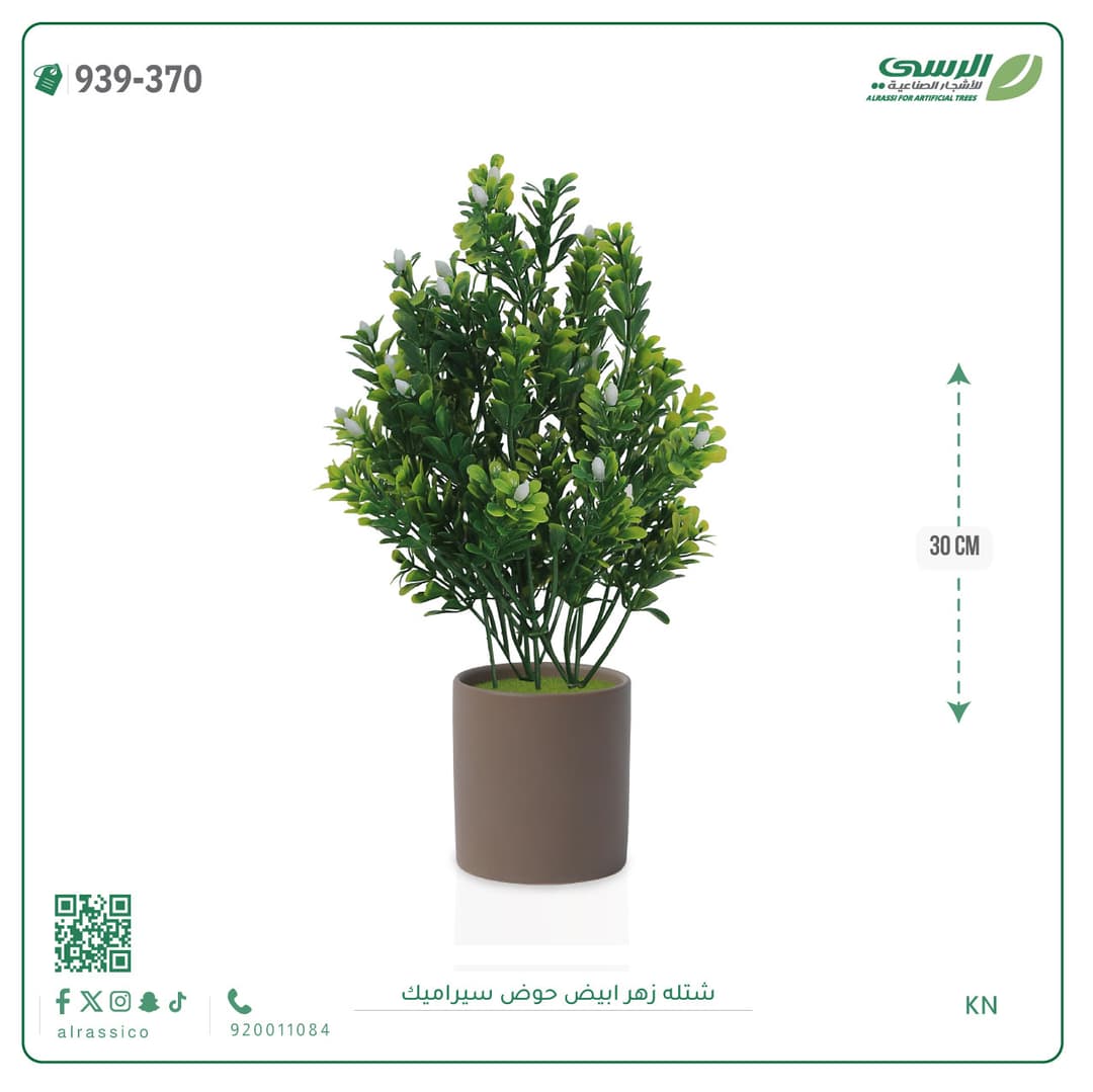 White Flower Plant Ceramic Pot
