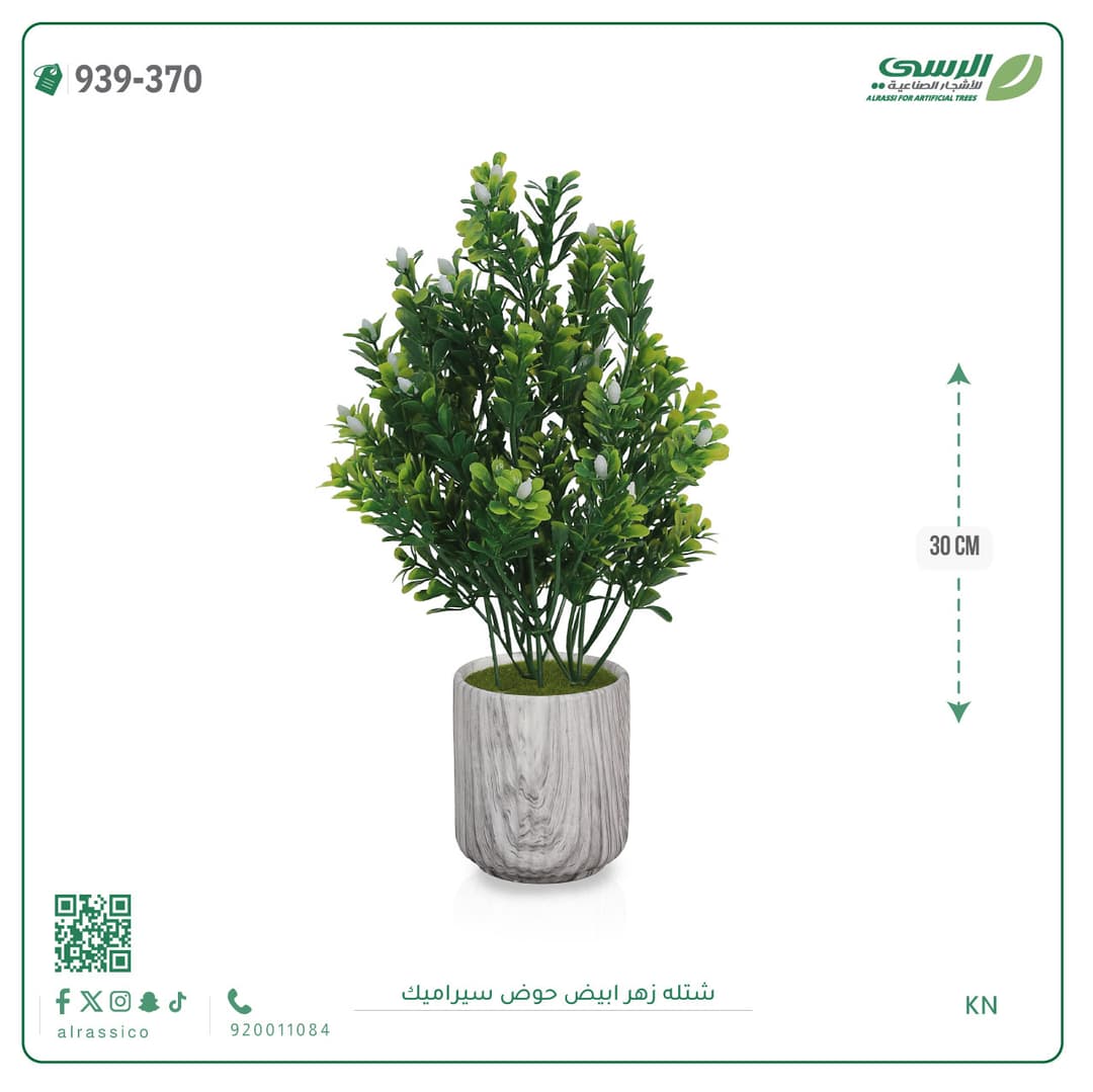 White Flower Plant Ceramic Pot