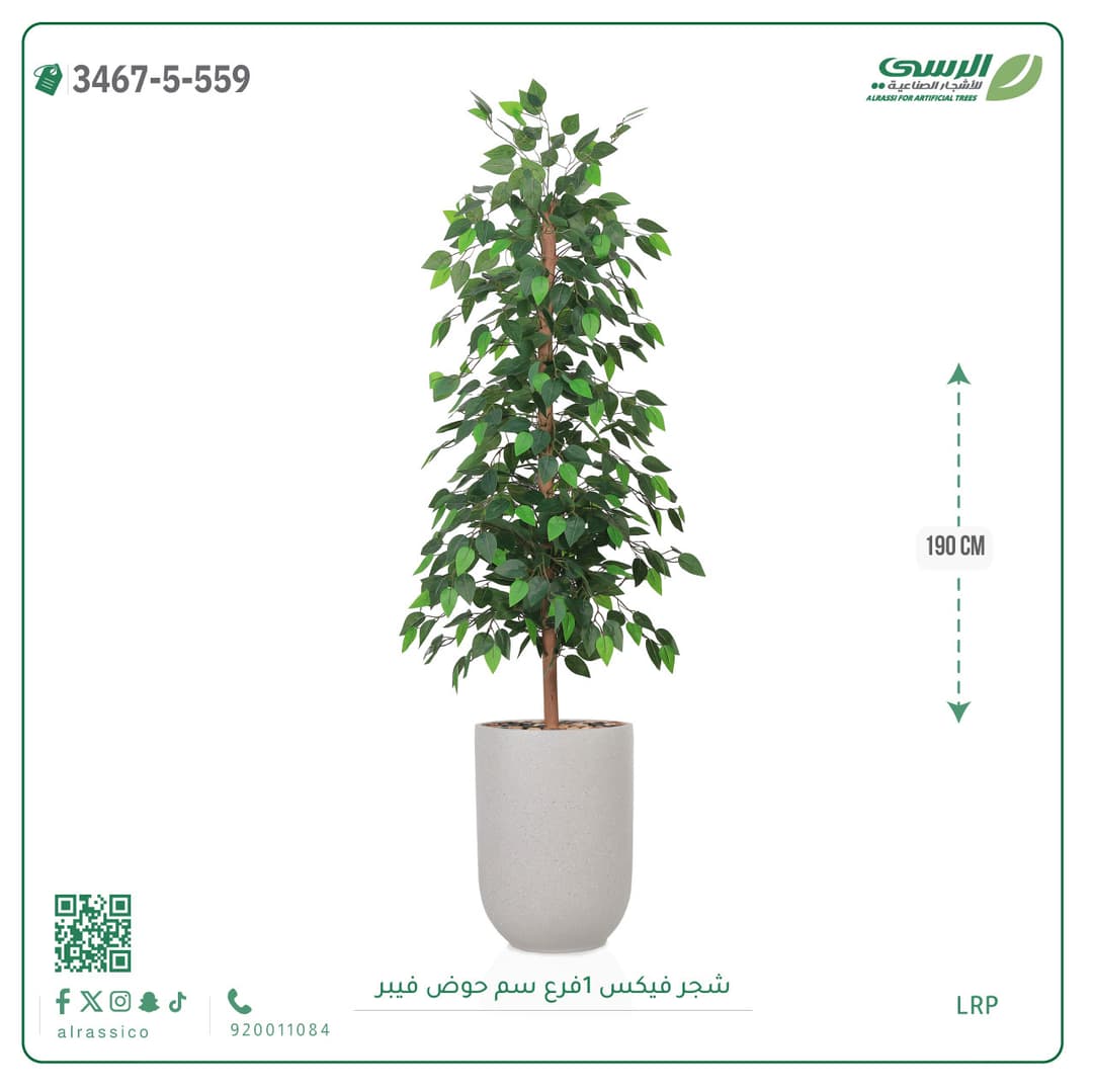 شجرة فيكس صناعية بحوض فيبر لون غامق